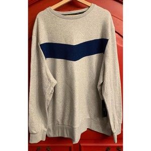 NWT Shaquille O'Neal French Terry Crew Sweatshirt Gray Heather Blue XXXL 3X NEW